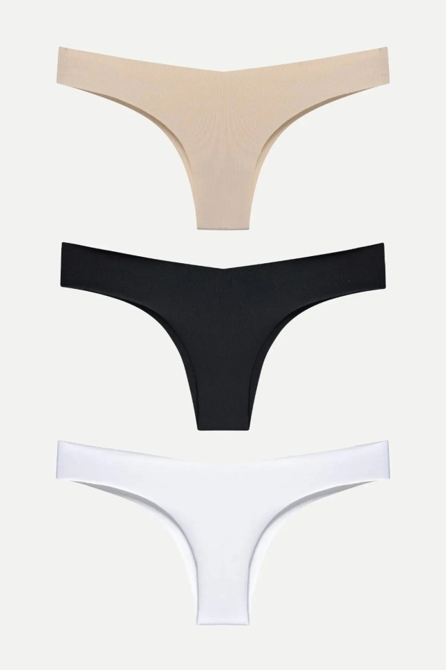 3'lü Lazer Kesim Brazilian Tanga -