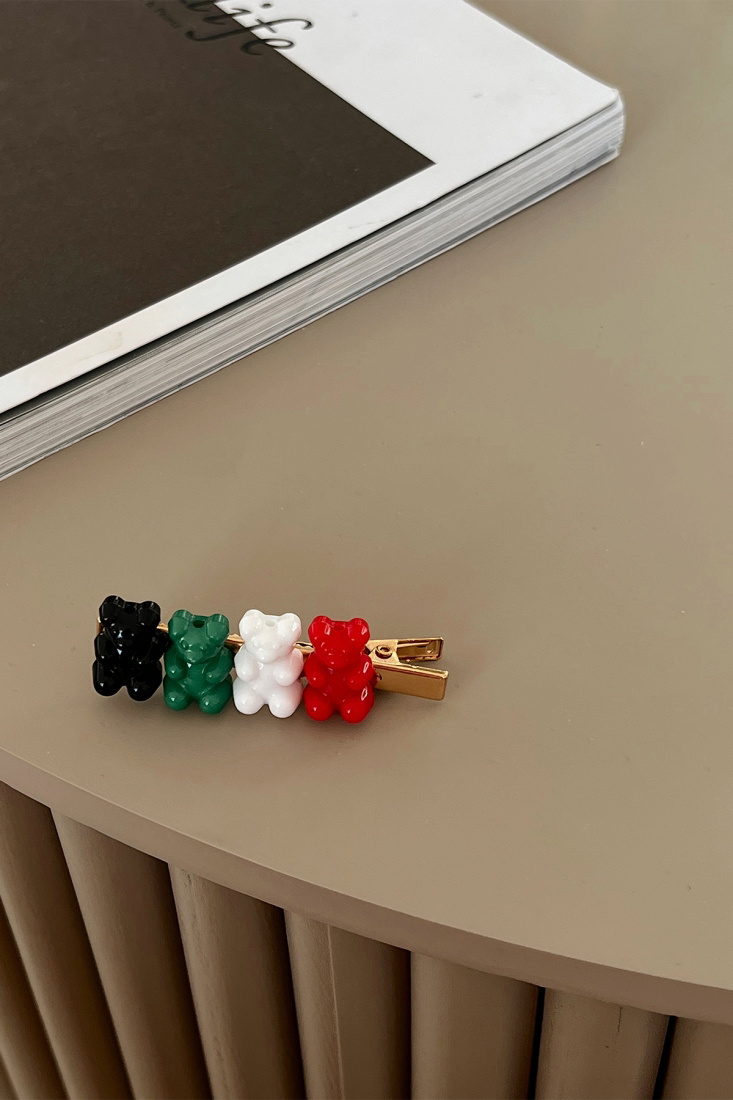 4 Renkli Teddy Bear Kıskaçlı Toka Ak120 - EYYO