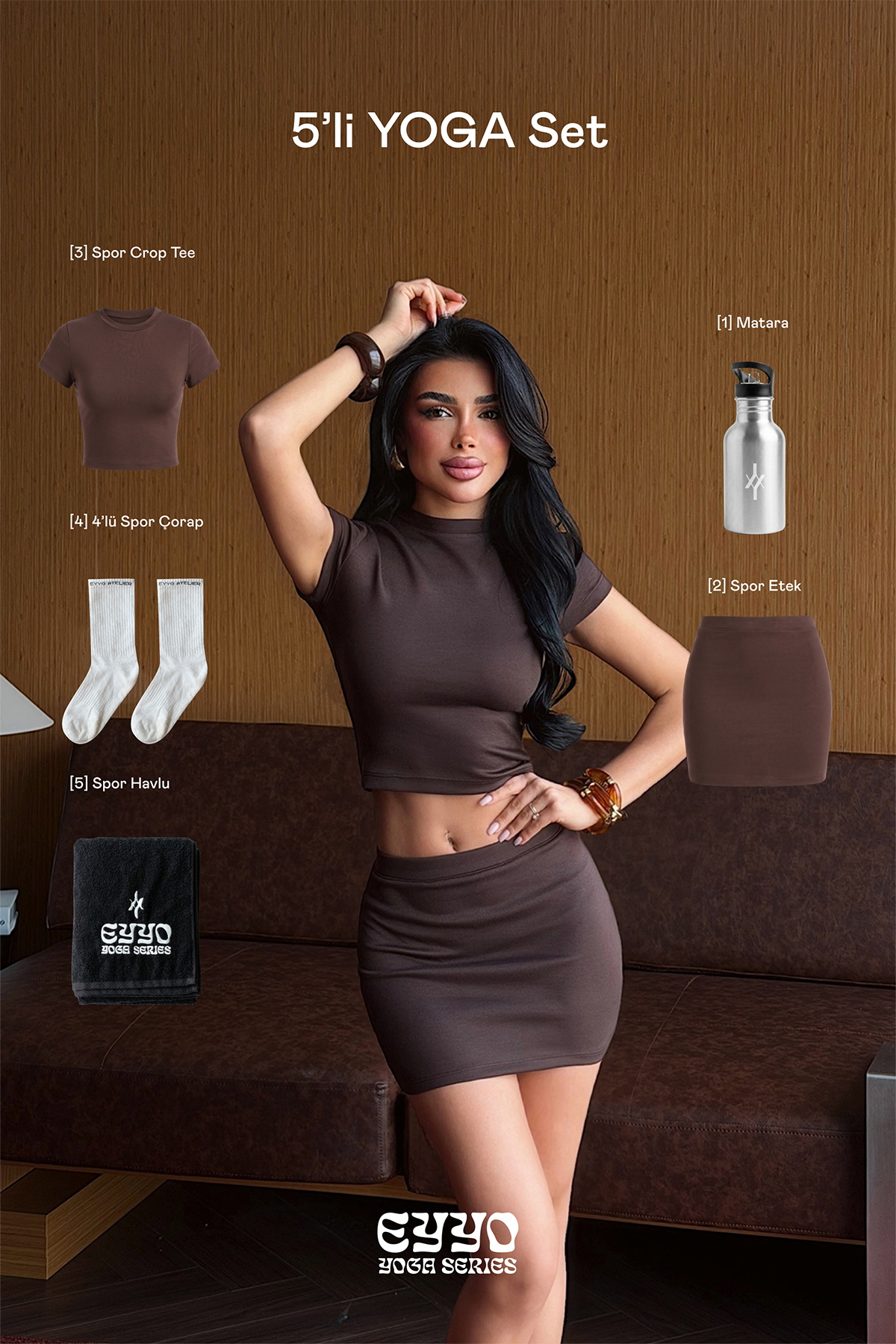 Acı Kahverengi 5'li Yoga Set - 1