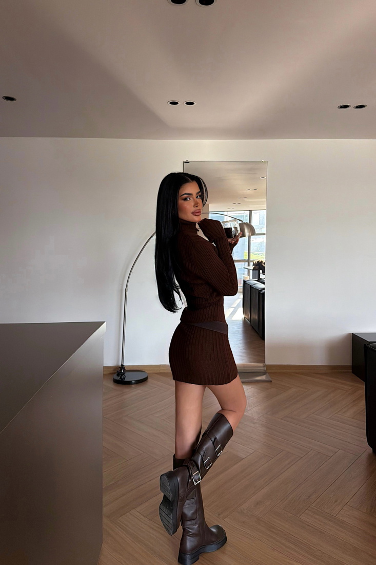 Acı Kahve Zurih Triko Elbise ATE-4427 - EYYO