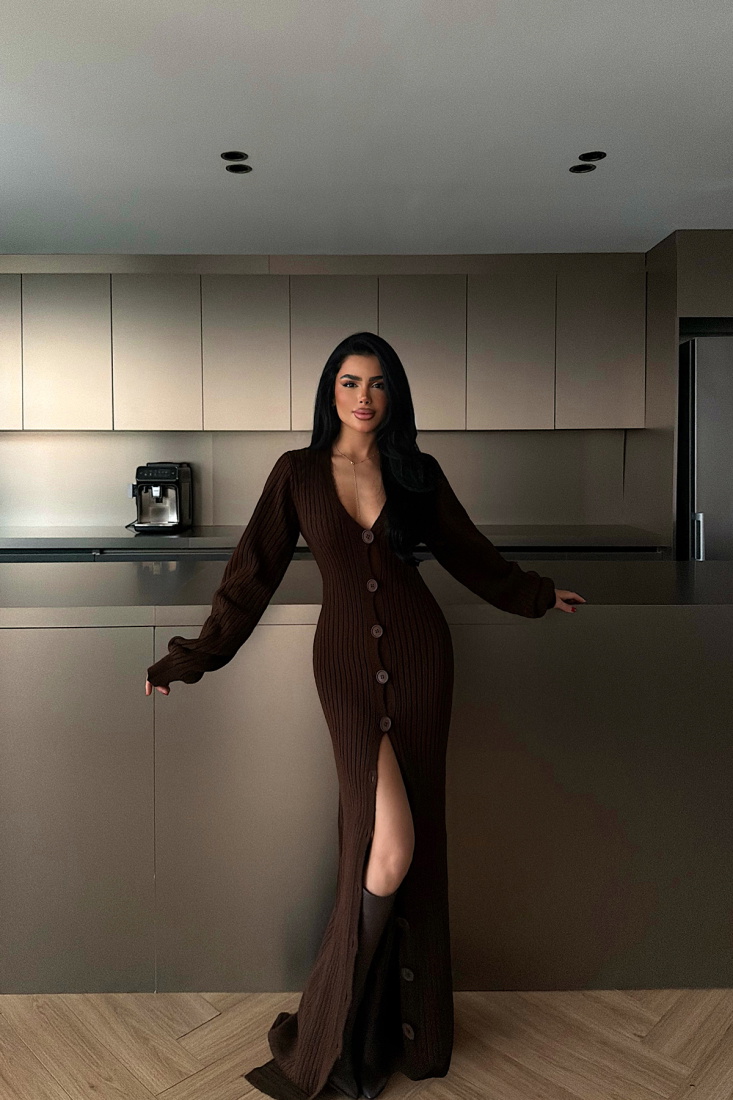 Acı Kahve Ophelie Triko Elbise ATE-4457 - EYYO