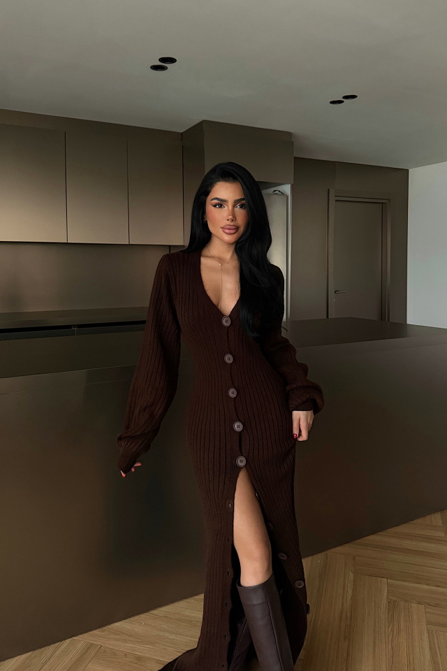 Acı Kahve Ophelie Triko Elbise ATE-4457 - 3