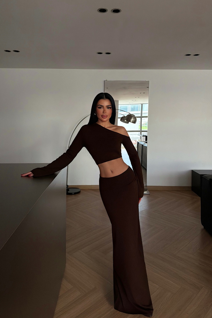 Acı Kahverengi Cashless Triko Takım ATE-4065 - EYYO