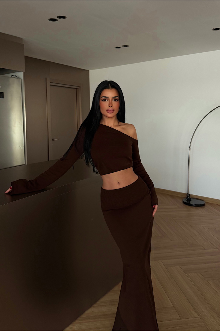 Acı Kahverengi Cashless Triko Takım ATE-4065 - EYYO