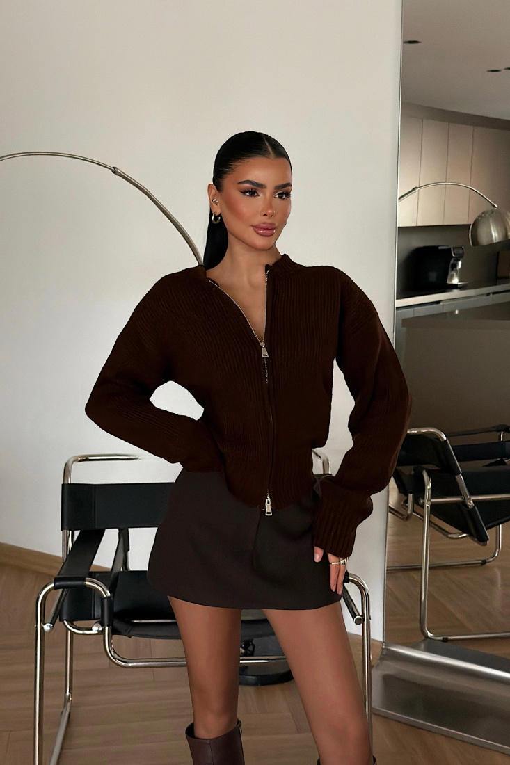 Acı Kahve Lilja Triko Hırka ATE-4058 - EYYO