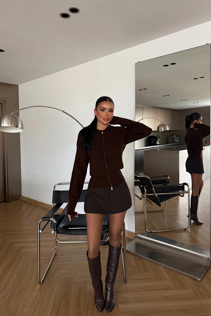 Acı Kahve Lilja Triko Hırka ATE-4058 - EYYO