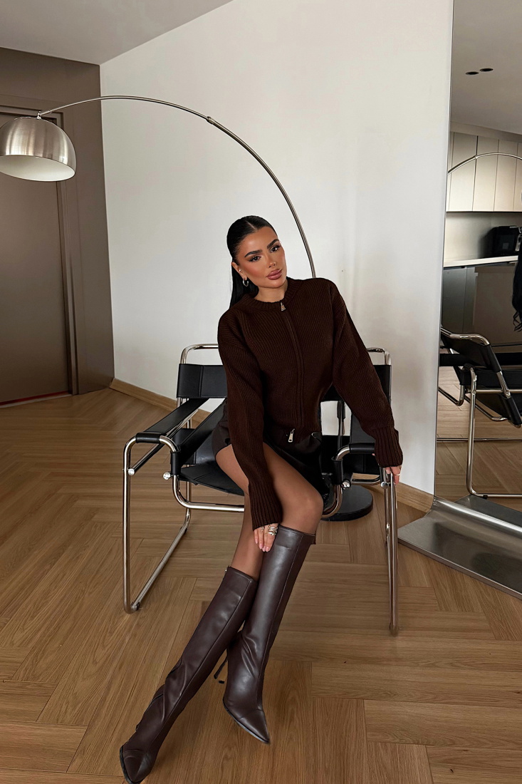 Acı Kahve Lilja Triko Hırka ATE-4058 - EYYO