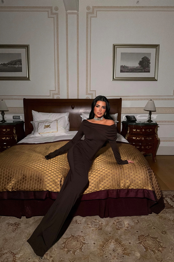 Acı Kahve Eywa Uzun Elbise ATE-4006 - EYYO