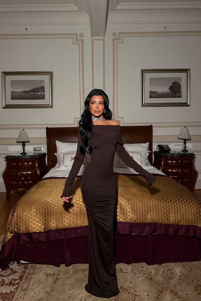 Acı Kahve Eywa Uzun Elbise ATE-4006 - 5