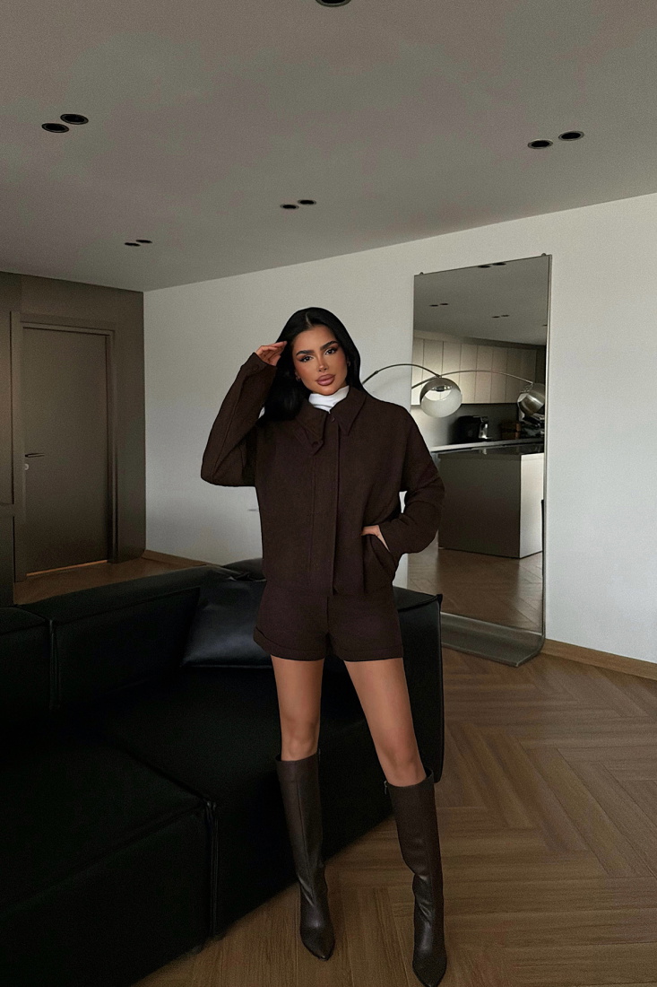 Acı Kahve Marner şort ceket takım ATE-4488 - EYYO