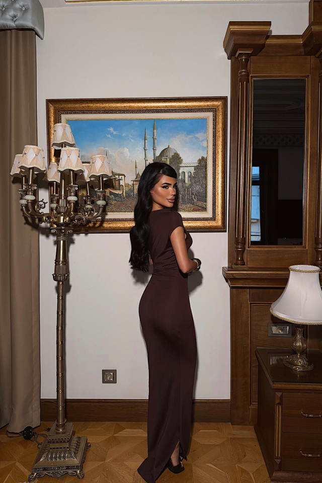 Acı Kahve Toka Detay Uzun Elbise ATE-4772 - 4