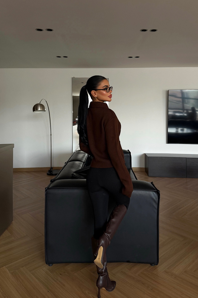 Acı Kahve Leche Düğmeli Triko Hırka ATE-4494 - 4