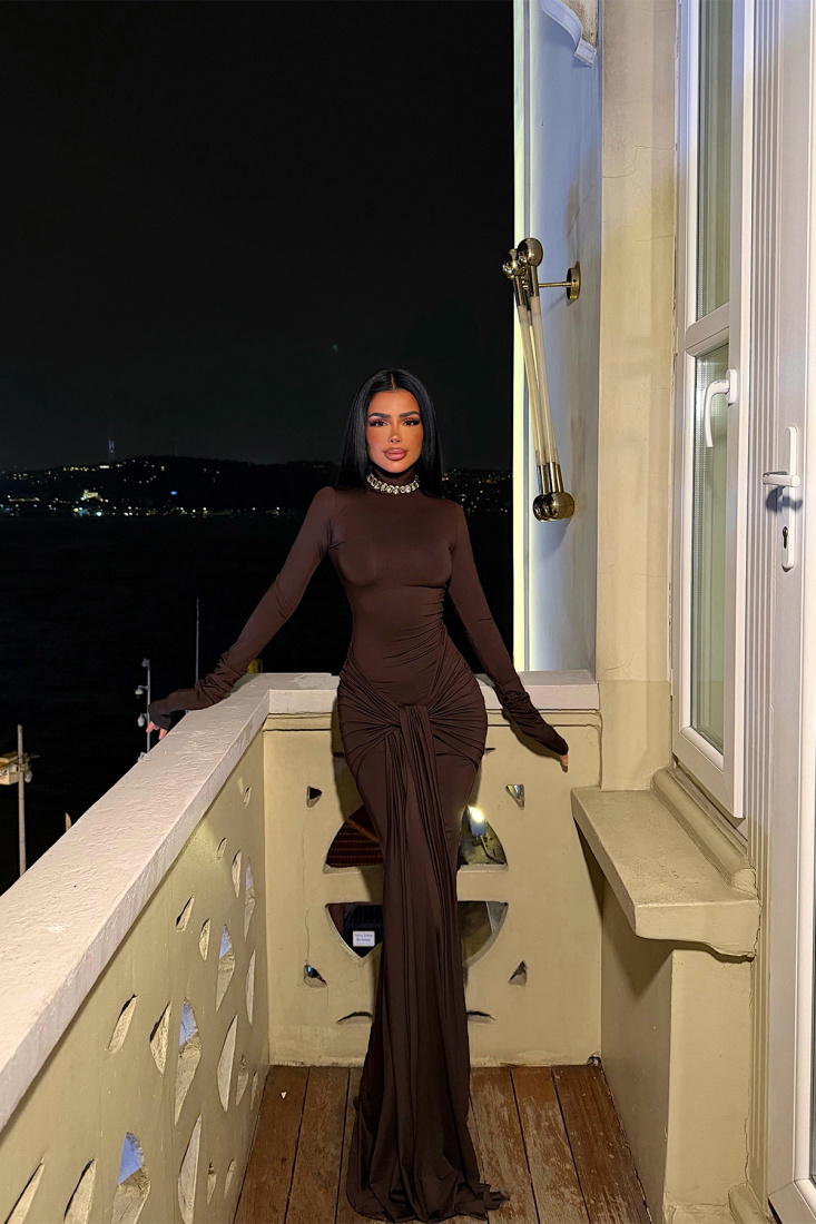 Acı Kahve Arkua Elbise ATE-4435 - EYYO