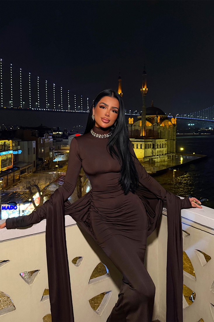 Acı Kahve Arkua Elbise ATE-4435 - EYYO