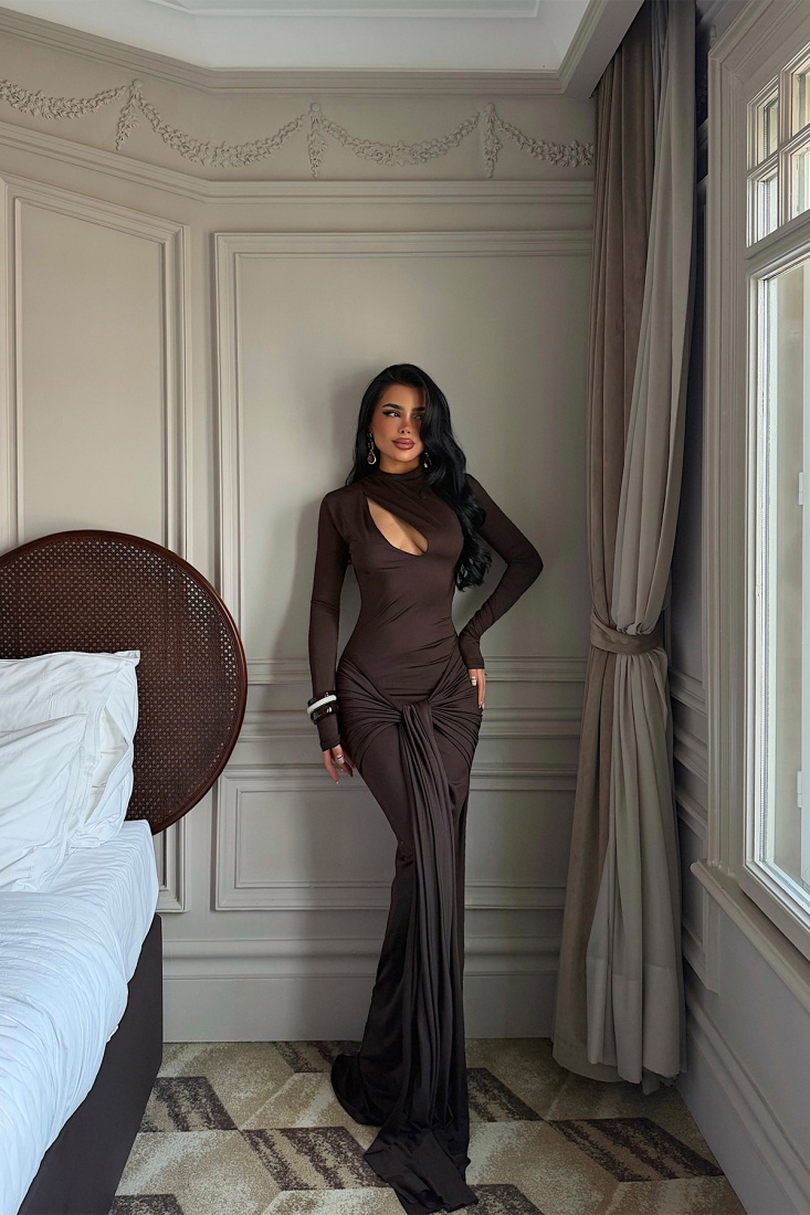 Acı Kahve Owang Elbise ATE-4589 - EYYO