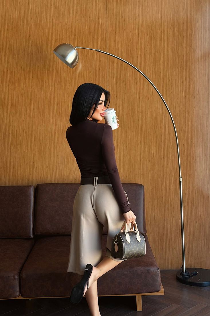 Acı Kahve Uzun Kol Basic Bluz ATE-5012 - EYYO