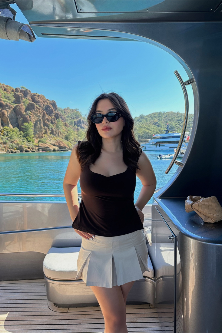 Acı Kahve Yırtmaç Detay Crop Top ATE6341 - EYYO