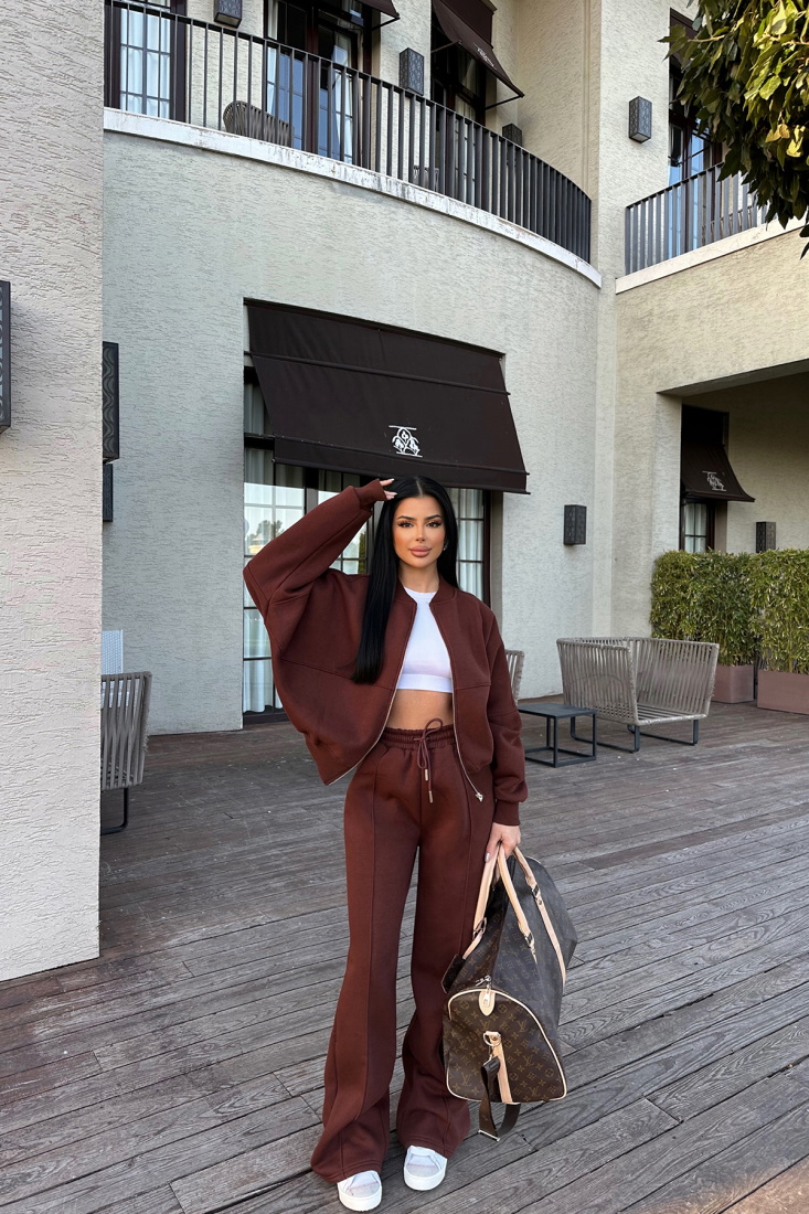 Acı Kahverengi Fermuar Detay Takım ATE-0920 - EYYO