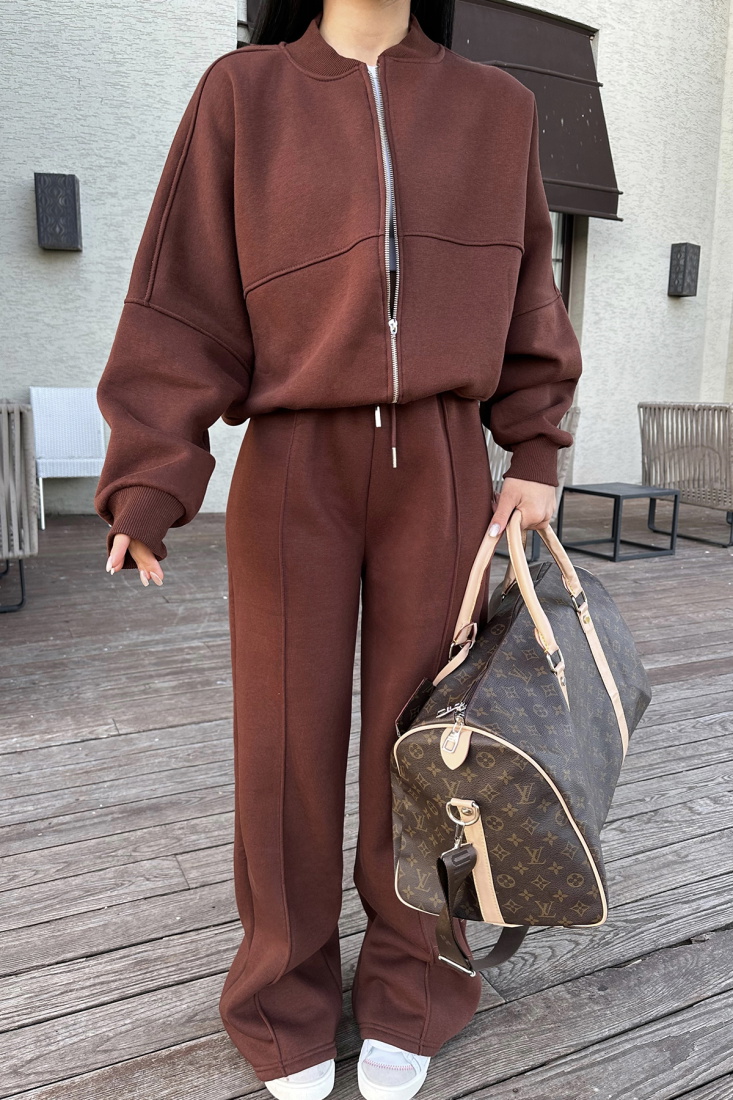 Acı Kahverengi Fermuar Detay Takım ATE-0920 - EYYO