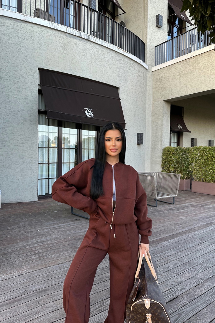 Acı Kahverengi Fermuar Detay Takım ATE-0920 - EYYO