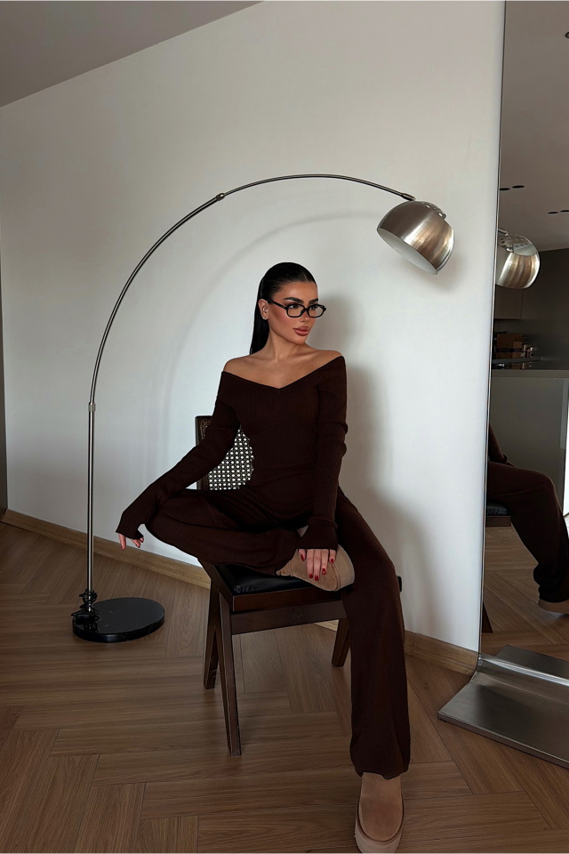 Acı kahve Bowie triko takım ATE-4275 