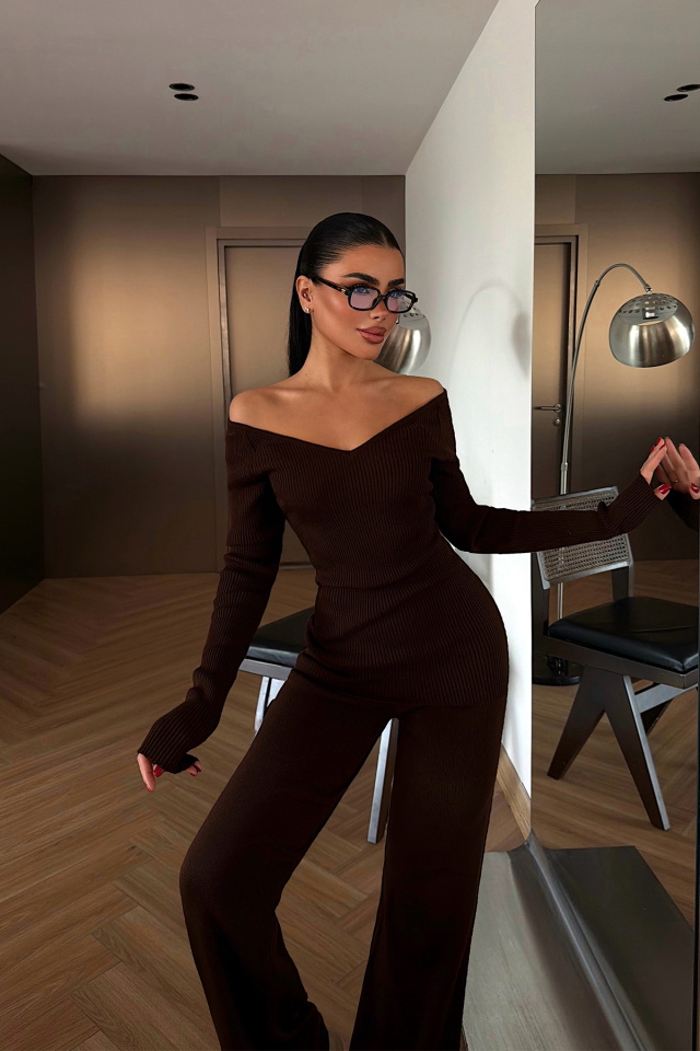 Acı kahve Bowie triko takım ATE-4275 - 3