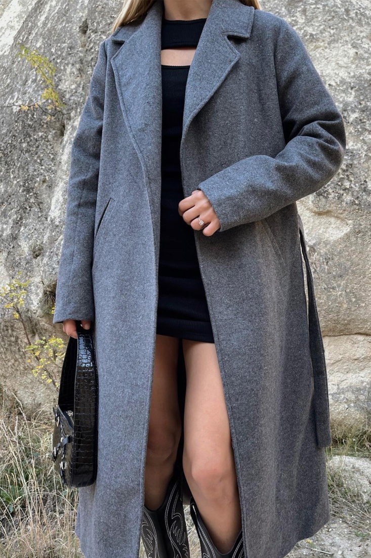 Anthracite Cachet Coat ATE2077 - EYYO TOPTAN