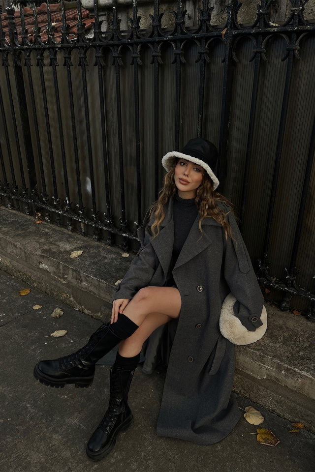Anthracite Oversize Cache Coat ATE2924 - 4