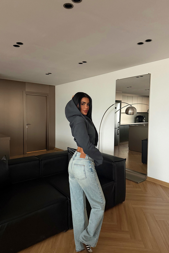 Antrasit Caiden Crop Hırka ATE-4854 - 4