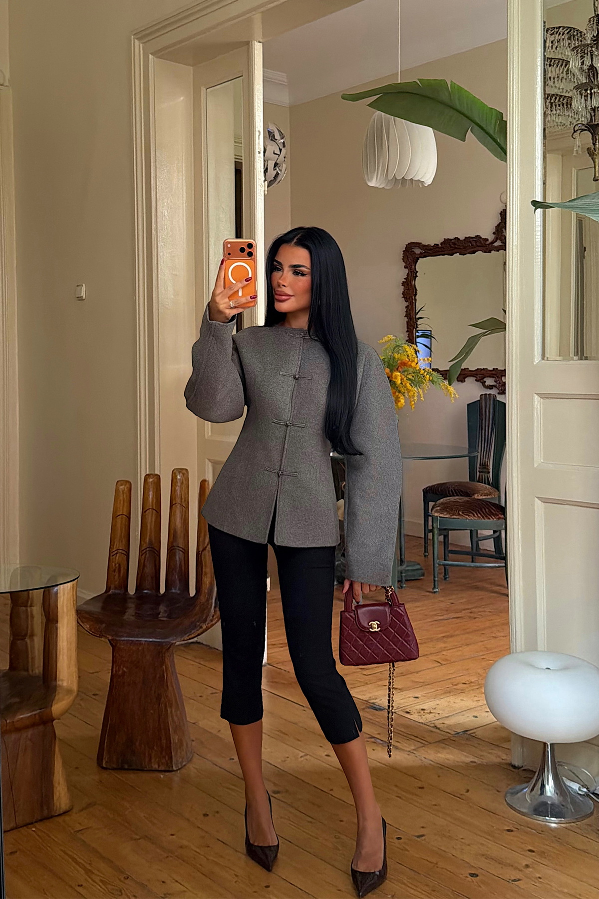 Antrasit Düğme Detay Ceket (1)
