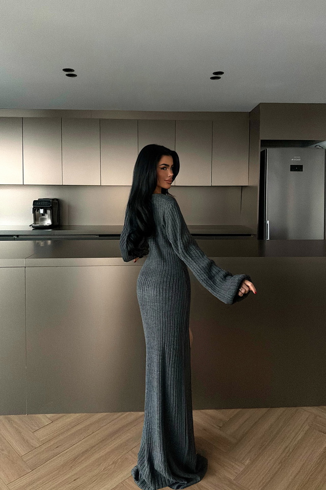 Antrasit Ophelie Triko Elbise ATE-4460 - 4