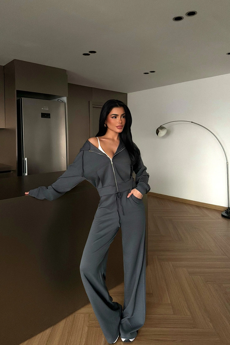 Antrasit Jessalyn eşofman takımı ATE-4681 - EYYO