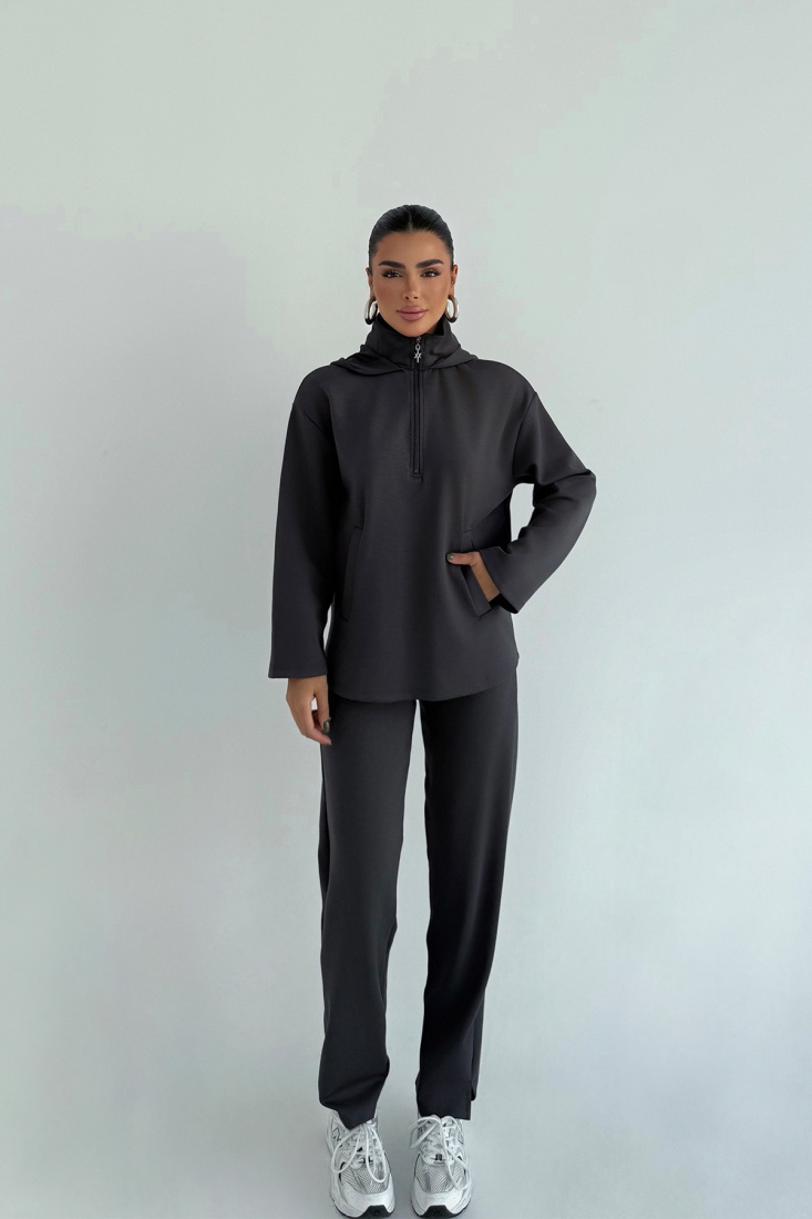 Antrasit Naerys Fermuar Detaylı Eşofman Takım ATE-2434 - EYYO