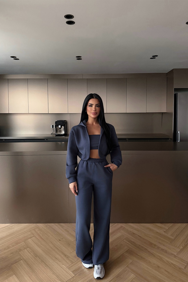 Antrasit Zahara Üçlü Eşofman Takımı ATE-4816 