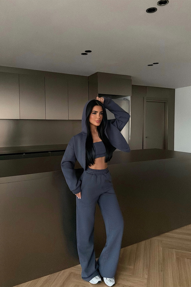 Antrasit Zahara Üçlü Eşofman Takımı ATE-4816 - 2