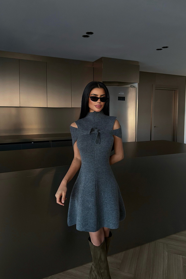 Antrasit Marayla Triko Elbise ATE-4451 - 2