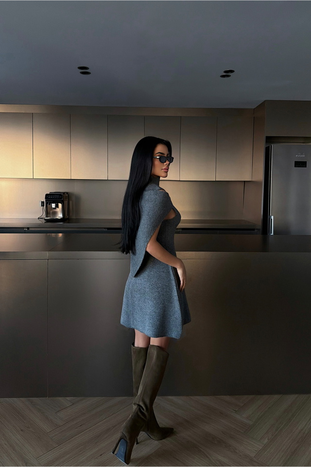 Antrasit Marayla Triko Elbise ATE-4451 - 4