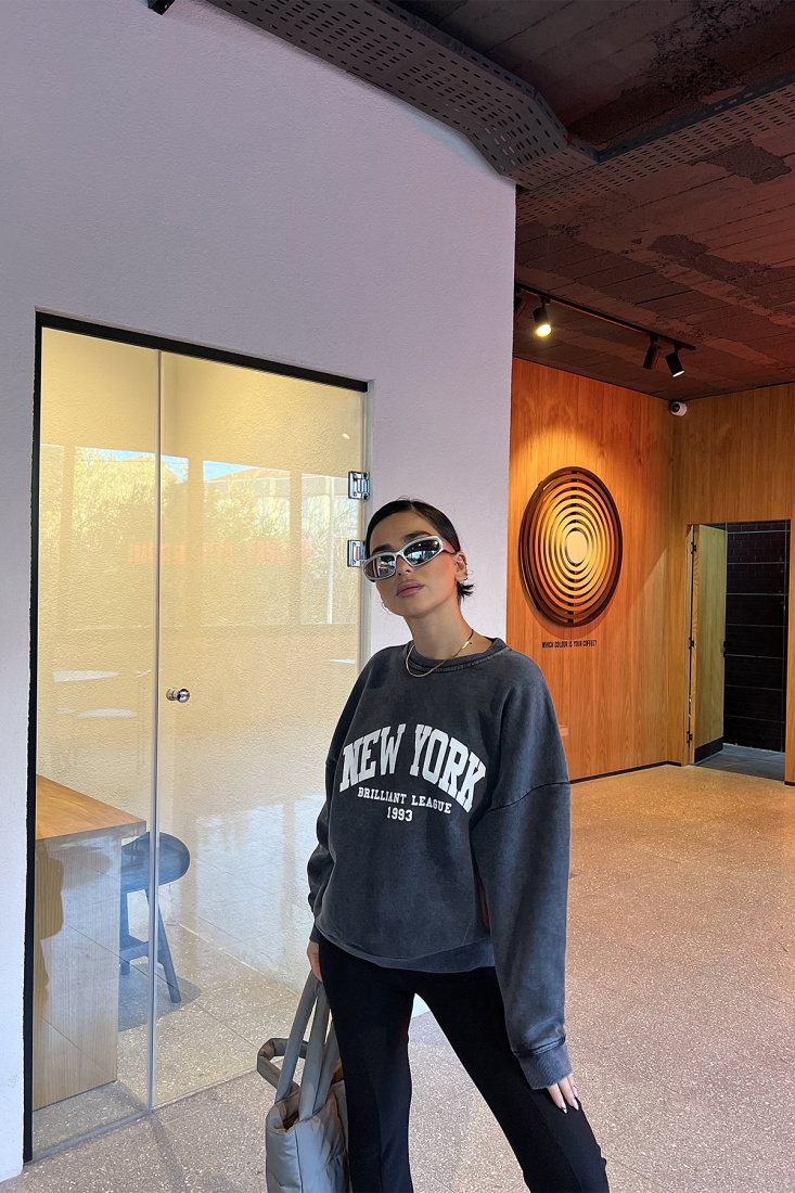 Antrasit New York Baskılı Sweat ATE3272 - EYYO