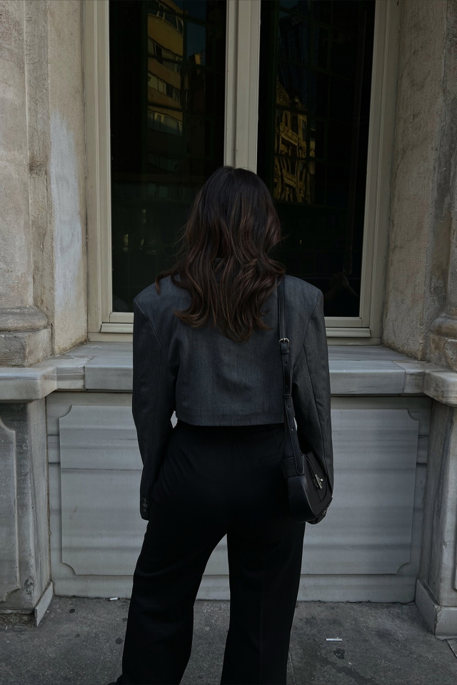 Antrasit Önü Düğmeli Ceket ATE2343 - 3