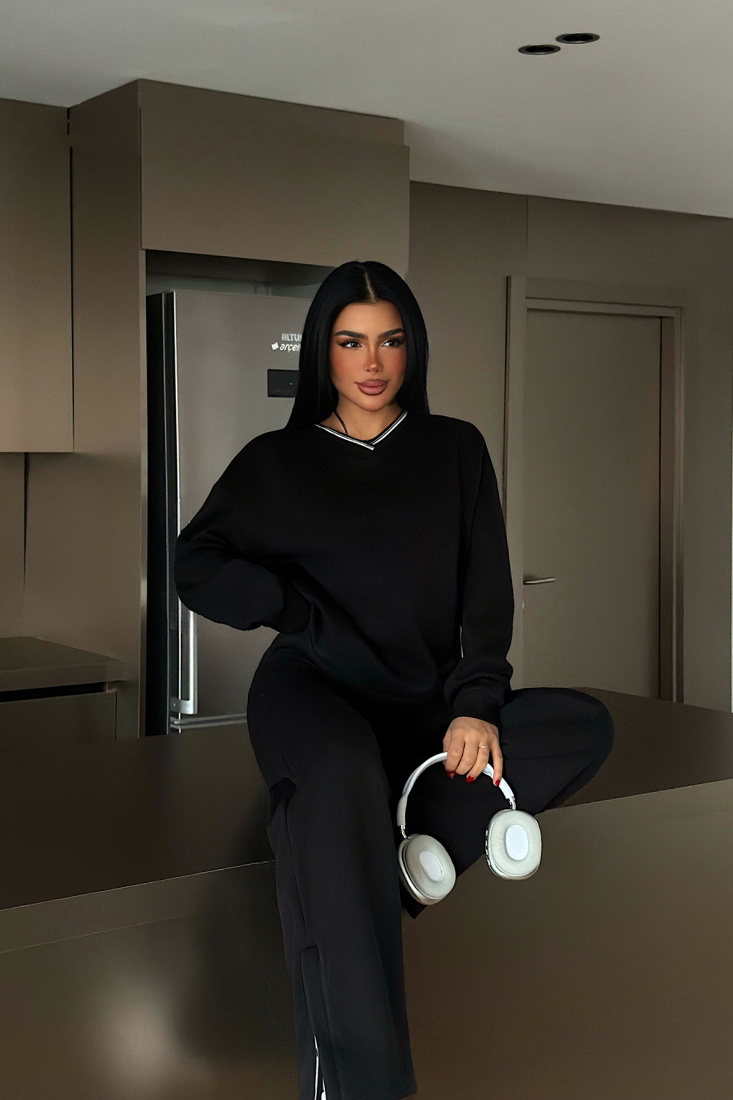 Siyah Kassel Eşofman Takımı ATE-4281 - EYYO