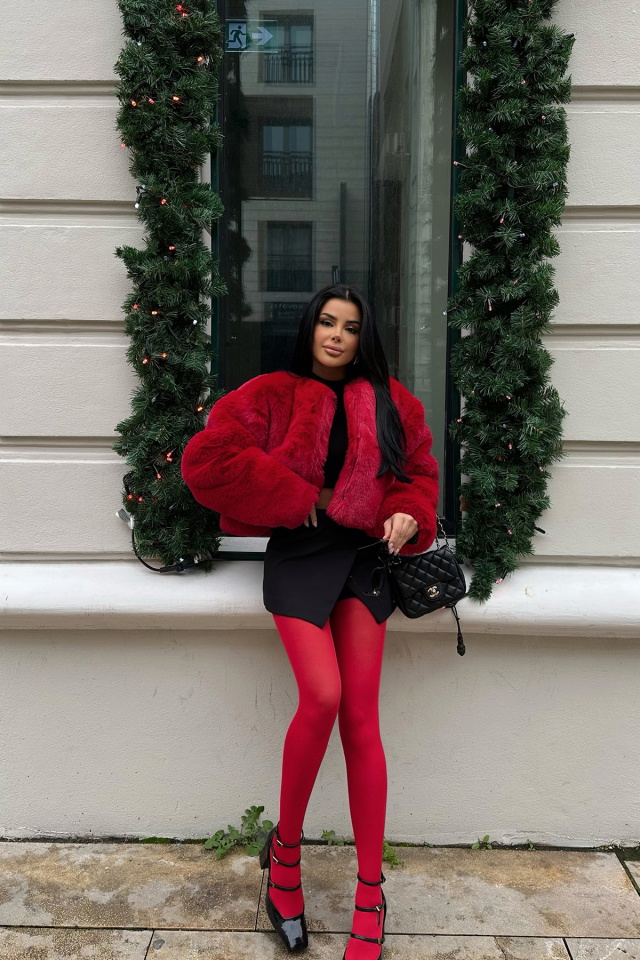 Aria Kırmızı Peluş Kısa Kürk ATE-0649 