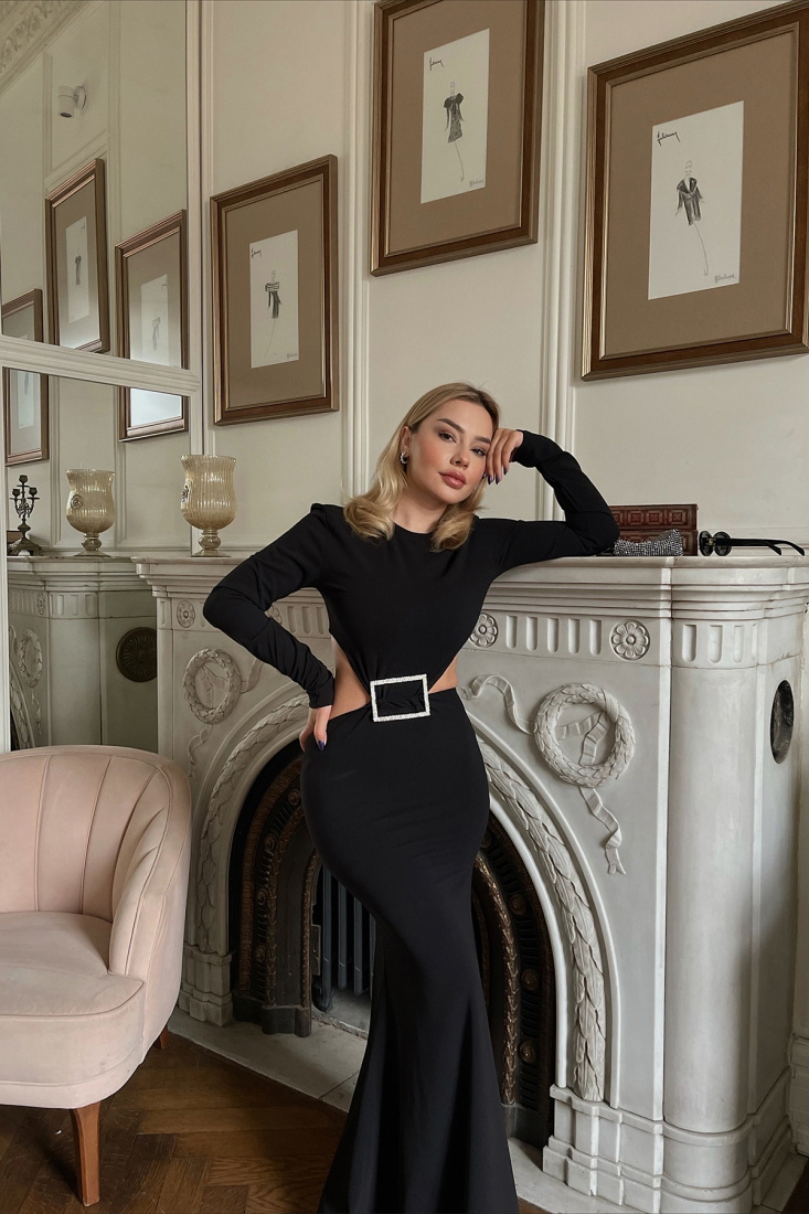 Back Detail Maxi Dress With Accessory ATE3043 - EYYO