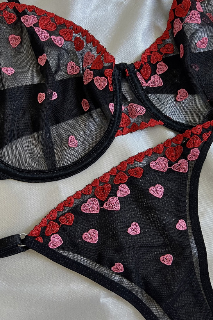 Barbie Heart Black Balenli Bra Set AATE6264 - 