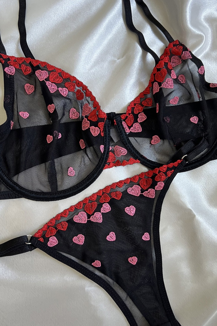Barbie Heart Black Balenli Bra Set AATE6264 - 