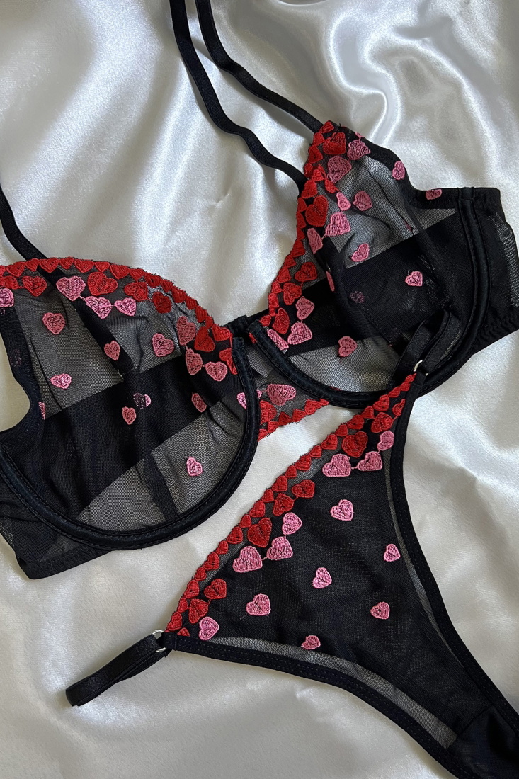 Barbie Heart Black Balenli Bra Set AATE6264 - 
