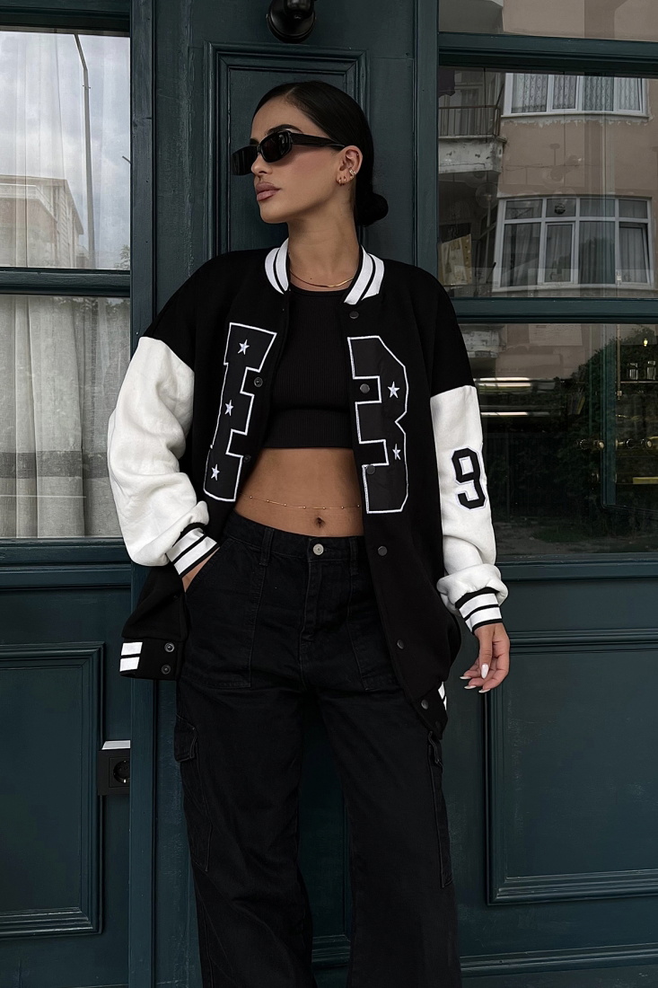 Siyah Baskılı Kolej Ceket ATE1966 - NOON