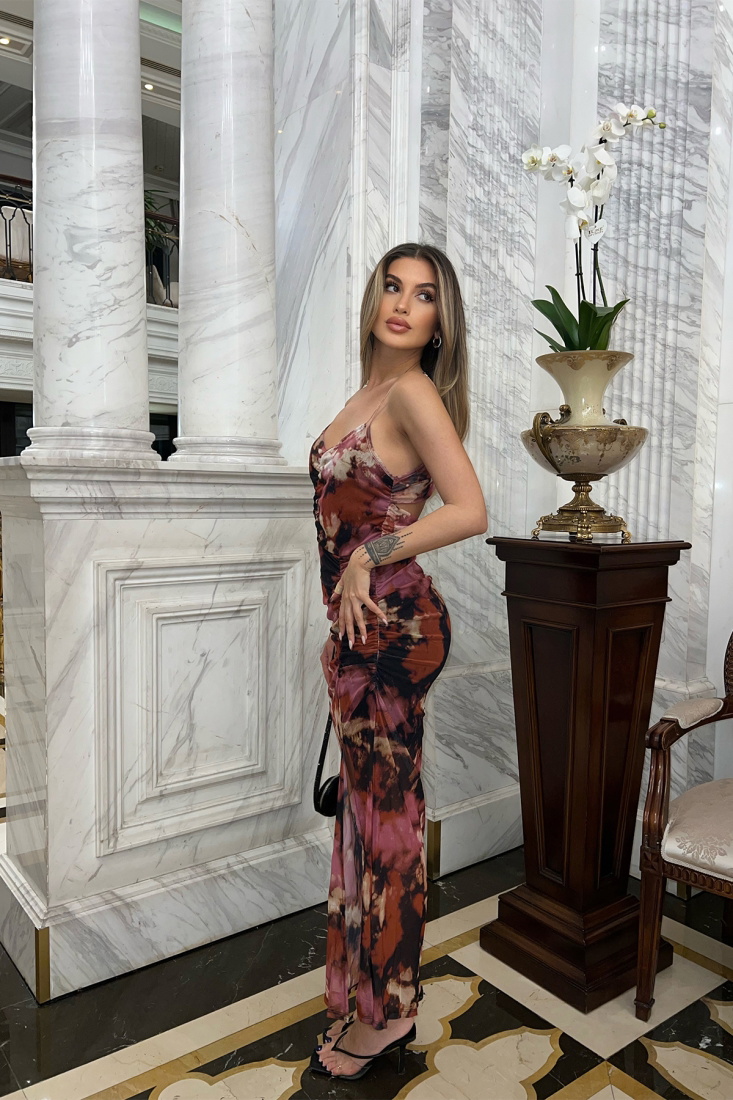 Batic Pattern Long Dress ATE5283 - EYYO