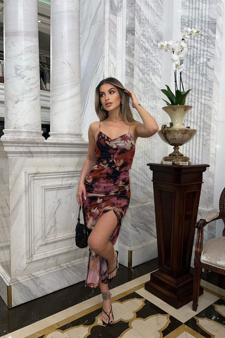 Batic Pattern Long Dress ATE5283 - EYYO