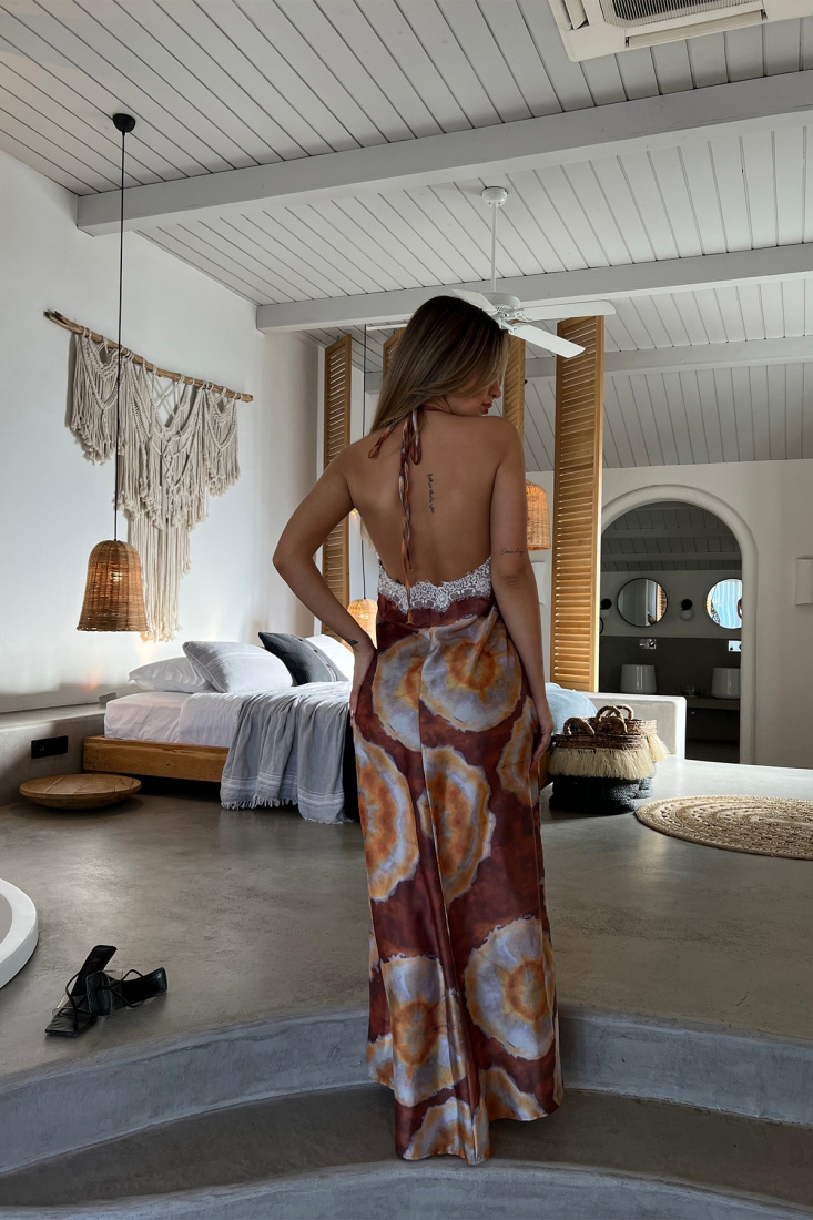 Batik Desen Maxi Elbise ATE4511 - EYYO