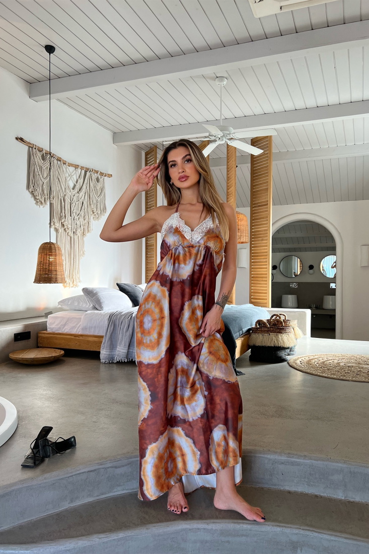 Batik Desen Maxi Elbise ATE4511 - EYYO